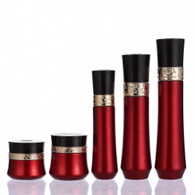 30g 50g Red Color Straight Side Cream Glass Jars With Black Lid