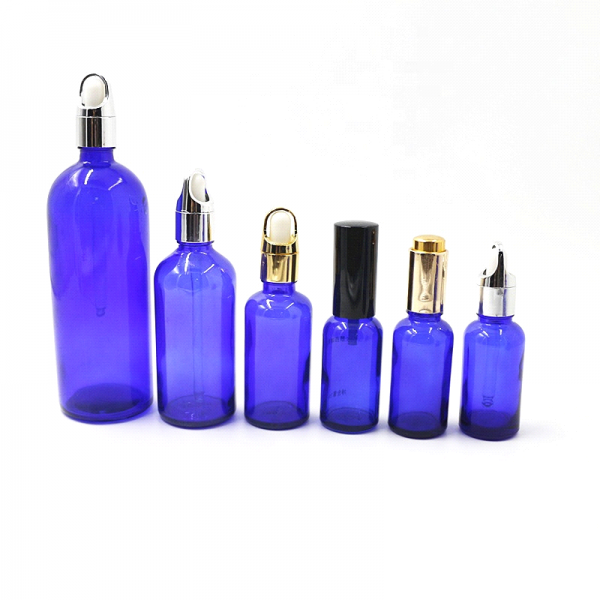 Blue Color Glass Essential Oil Bottle