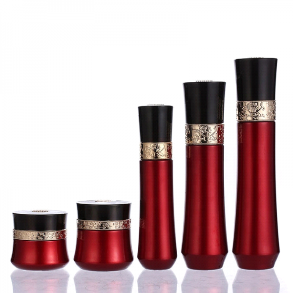 30g 50g Red Color Straight Side Cream Glass Jars With Black Lid