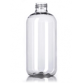 8OZ Clear Pet Plastic Boston Round Bottle With 24-410 Neck Finish