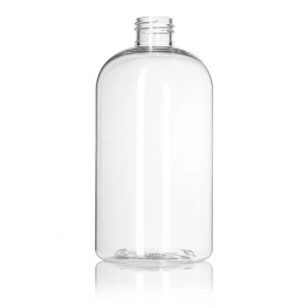 12OZ Clear Pet Plastic Squat Boston Round Bottle With 24-410 Neck Finish