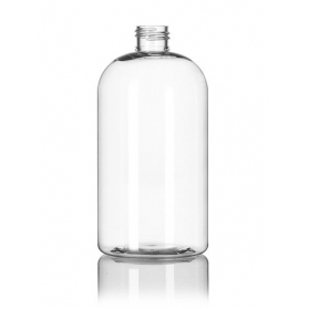 16OZ Clear Pet Plastic Squat Boston Round Bottle With 24-410 Neck Finish