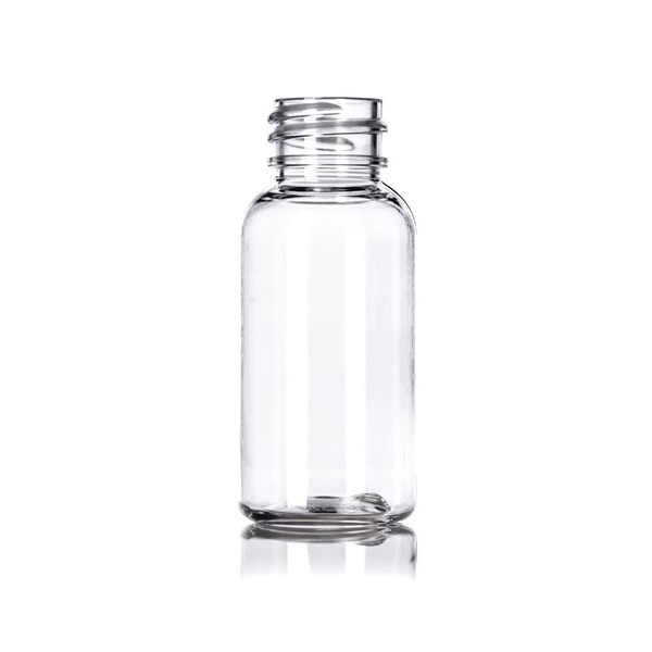 1OZ Clear Pet Plastic Boston Round Bottle With 20-410 Neck Finish