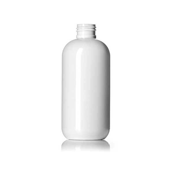 8OZ White Pet Plastic Boston Round Bottle With 24-410 Neck Finish