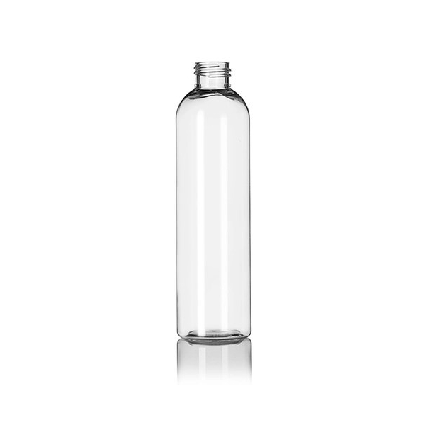 8OZ Clear Pet Plastic Cosmo Round Bottle With 24-410 Neck Finish