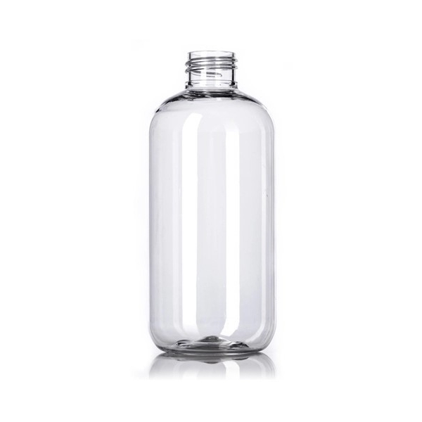 8OZ Clear Pet Plastic Boston Round Bottle With 24-410 Neck Finish
