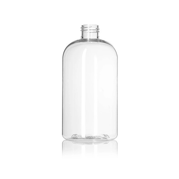 12OZ Clear Pet Plastic Squat Boston Round Bottle With 24-410 Neck Finish