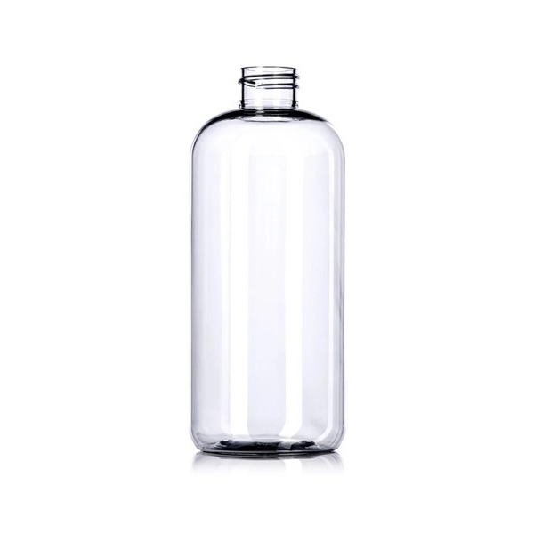 16OZ Clear Pet Plastic Boston Round Bottle With 28-410 Neck Finish