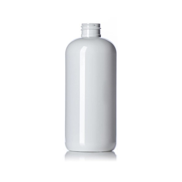 16OZ White Pet Plastic Boston Round Bottle With 28-410 Neck Finish