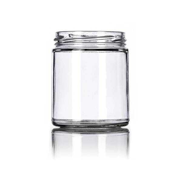 9OZ Clear Glass Straight Sided Round Jar With 70TW Neck Finish